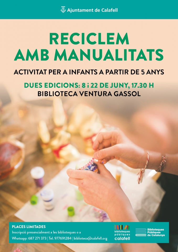 Cartell Reciclem amb manualitats a la Biblioteca Ventura Gassol