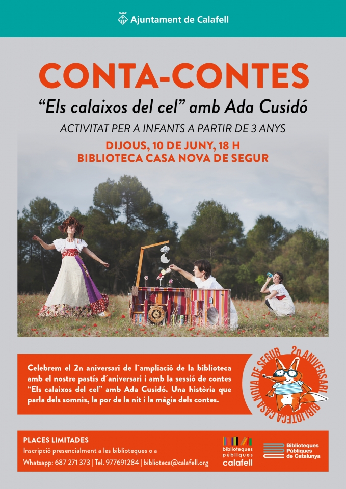 Cartell sessió de contes "Els calaixos del cel"