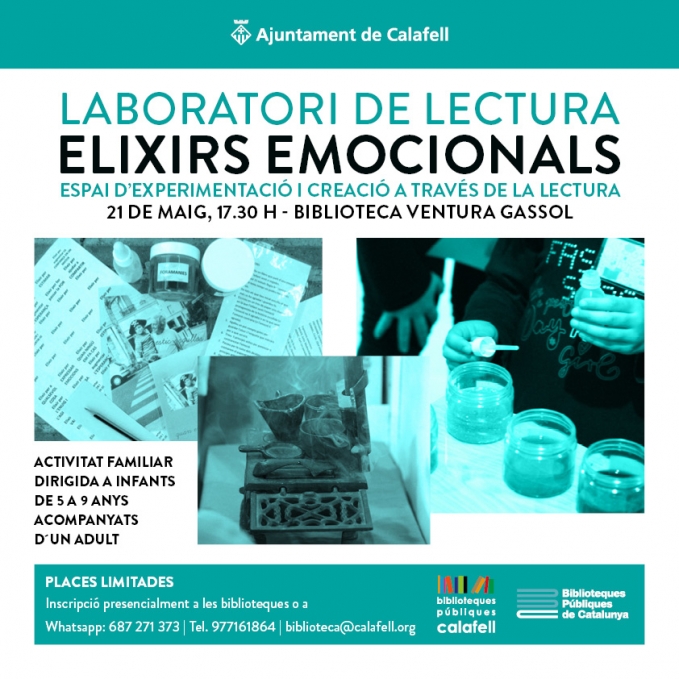 Cartell Laboratori de lectura a la biblioteca de Calafell