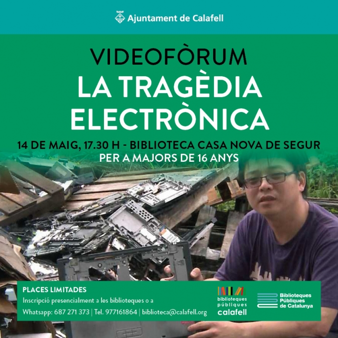 Cartell de l'activitat LA TRAGÈDIA ELECTRÒNICA a la biblioteca de Segur