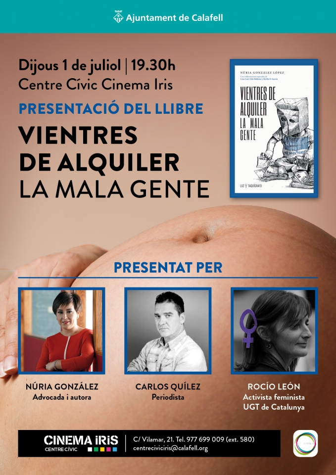 Cartell de la presentació amb fotos del llibre i els presentadors