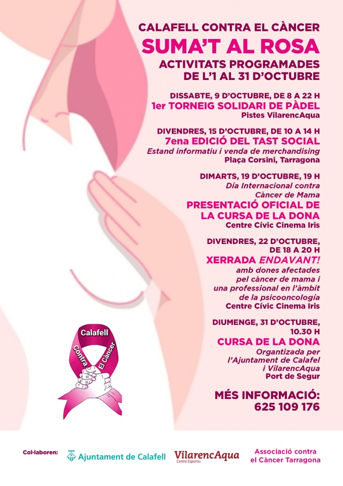 Cartell CALAFELL CONTRA EL CÀNCER: SUMA’T AL ROSA