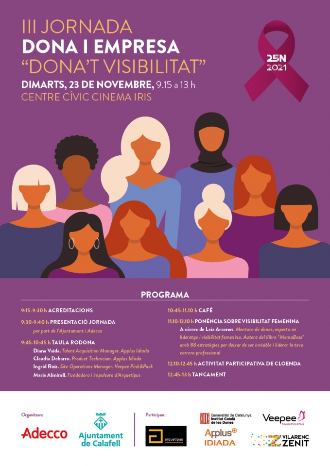 Cartell de la jornada amb il·lustració de dones diverses